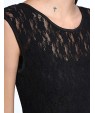 Women's Beach Lace / Skater Dress,Solid Round Neck Maxi Sleeveless Blue / Black Acrylic Spring