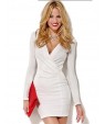 Women's Deep V/Surplice Neck Mini Dress , Cotton/Others Red/White Sexy/Bodycon/Casual/Cute/Party/Work