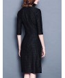Women's Simple Sheath DressSolid / Striped V Neck Above KneeLength Sleeve Black Cotton / Rayon Fall Mid Rise