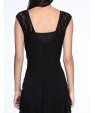 Women's Beach Lace / Skater Dress,Solid Round Neck Maxi Sleeveless Blue / Black Acrylic Spring