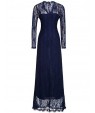 Women's Sexy Casual Party V Neck Lace Maxi Dress
