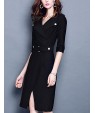 Women's Simple Sheath DressSolid / Striped V Neck Above KneeLength Sleeve Black Cotton / Rayon Fall Mid Rise