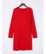 Women's Work / Plus Size Dress,Solid Round Neck Mini Long Sleeve Red / Beige Polyester Summer