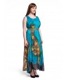 Women's Beach Plus Size / Swing Dress,Animal Print Round Neck Maxi Sleeveless Blue Polyester Summer