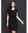Women's Going out Vintage / Simple Sheath / Chiffon Dress,Embroidered Round Neck Above Knee Short Sleeve