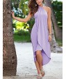 Women's Beach Simple Loose Dress,Solid Halter Asymmetrical Sleeveless Pink / Red / Black / Green / Purple Polyester Summer