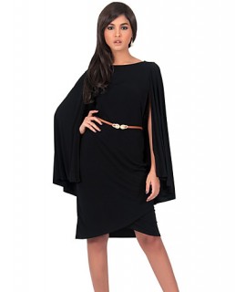 Women's Formal Vintage Street chic Plus Size Dress,Solid Round Neck Knee-length Long Sleeve Polyester Summer