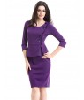 Women's Plus Size / Casual/Daily / Work Vintage Bodycon Dress,Solid Round Neck Knee-length ? Sleeve