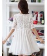 Women's Casual/Daily Cute Plus Size Dress U Neck Above Knee ? Length Sleeve Red / White / Black Summer