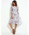 Women's Casual/Daily / Plus Size Street chic A Line Dress,Floral Round Neck Knee-length Long Sleeve Gray Polyester Spring