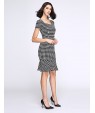 Women's Vintage / Simple Houndstooth Ruffle Slim Fishtail Plus Size / Sheath Dress,Square Neck Knee-length