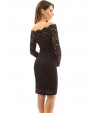 Women's Casual/Daily Street chic Lace Cut Out Over Hip Bodycon DressSolid Boat Neck Above KneeLength Sleeve
