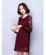 Casual/Daily / Plus Size Street chic Shift Dress,Solid Round Neck Above Knee Long Sleeve Red / White / Black Polyester Spring Mid Rise