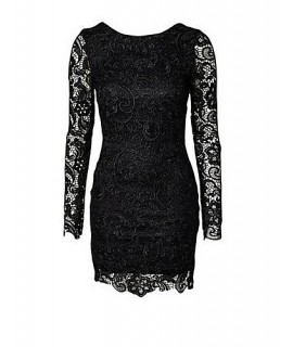 Women's Party/Cocktail / Going out Sexy Lace Dress,Solid Round Neck Mini Long Sleeve Red / Black Cotton / Polyester Summer Mid Rise