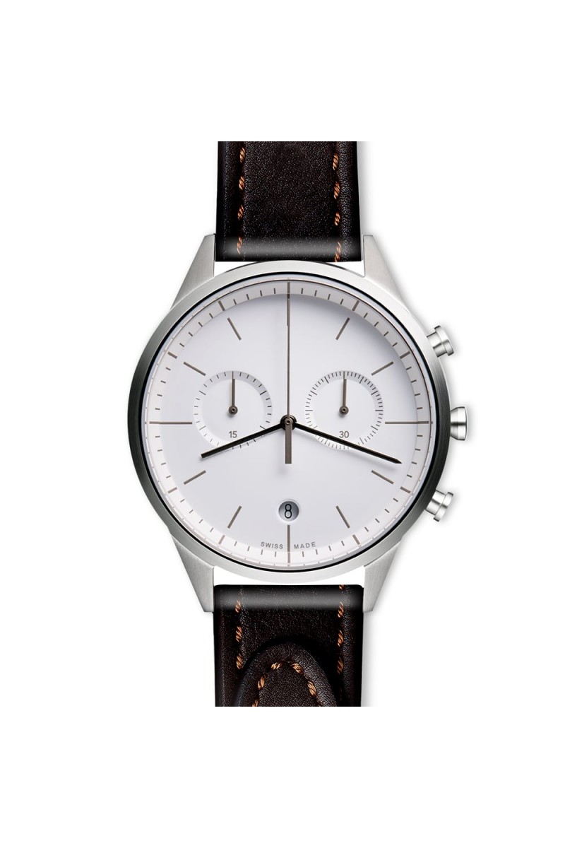 C39 chronograph watch in polished steel