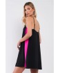 Black & Pink Sleeveless V-Neck Side Stripe Detail Relaxed Mini Dress